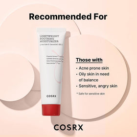 COSRX moisturizer on hand showing quick absorption and comfortable matte finish