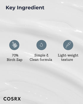 COSRX lotion spread on hand showing fast absorption and smooth feel