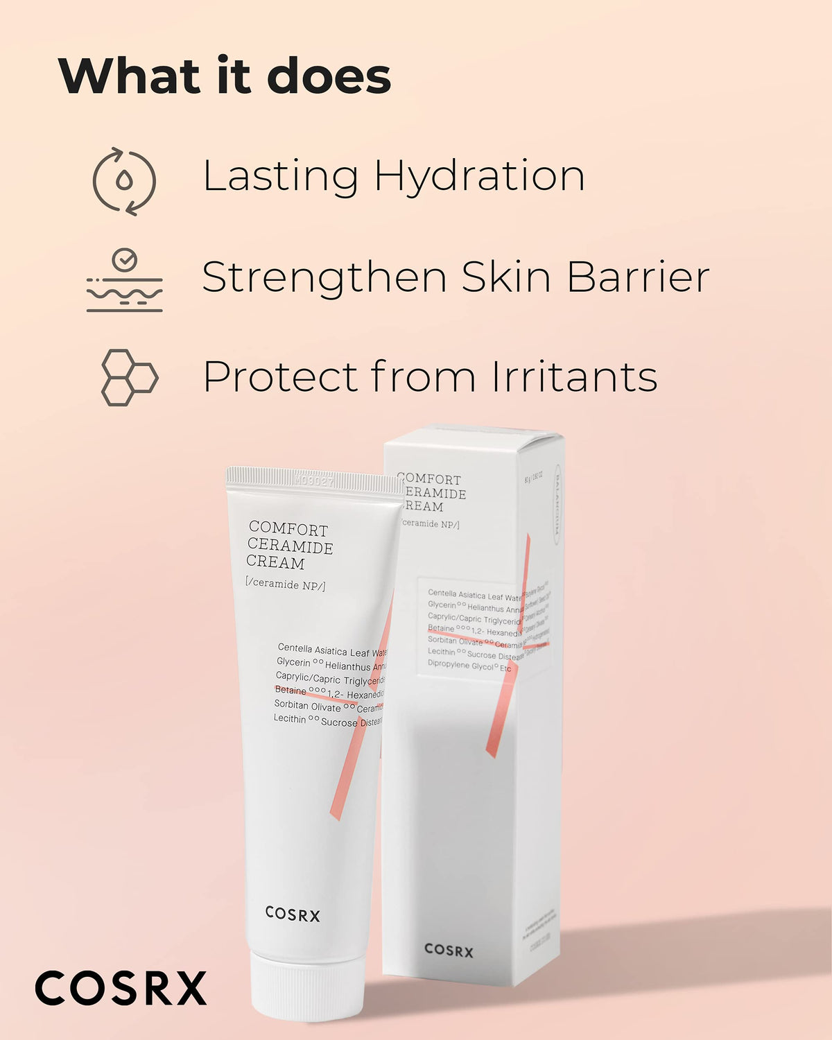 COSRX cream being applied to hand to show absorption and barrier-repair benefit