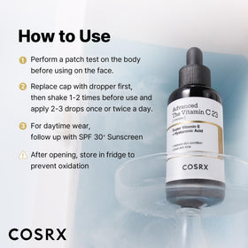 COSRX bottle on bathroom counter in routine setting for daily skincare use