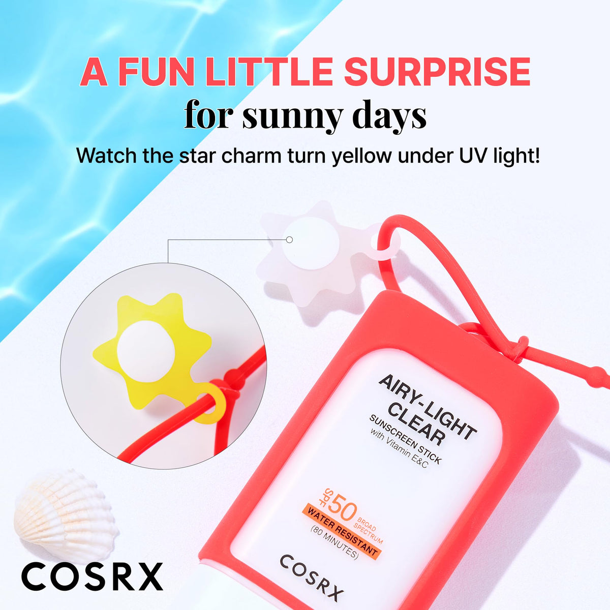 COSRX on-the-beach lifestyle scene demonstrating sun protection during outdoor activities
