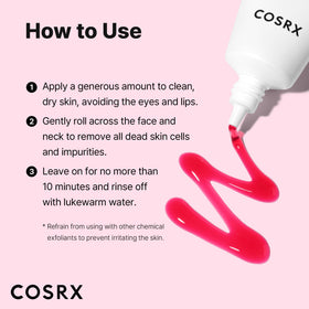 COSRX before and after texture illustration showing reduced roughness and glow