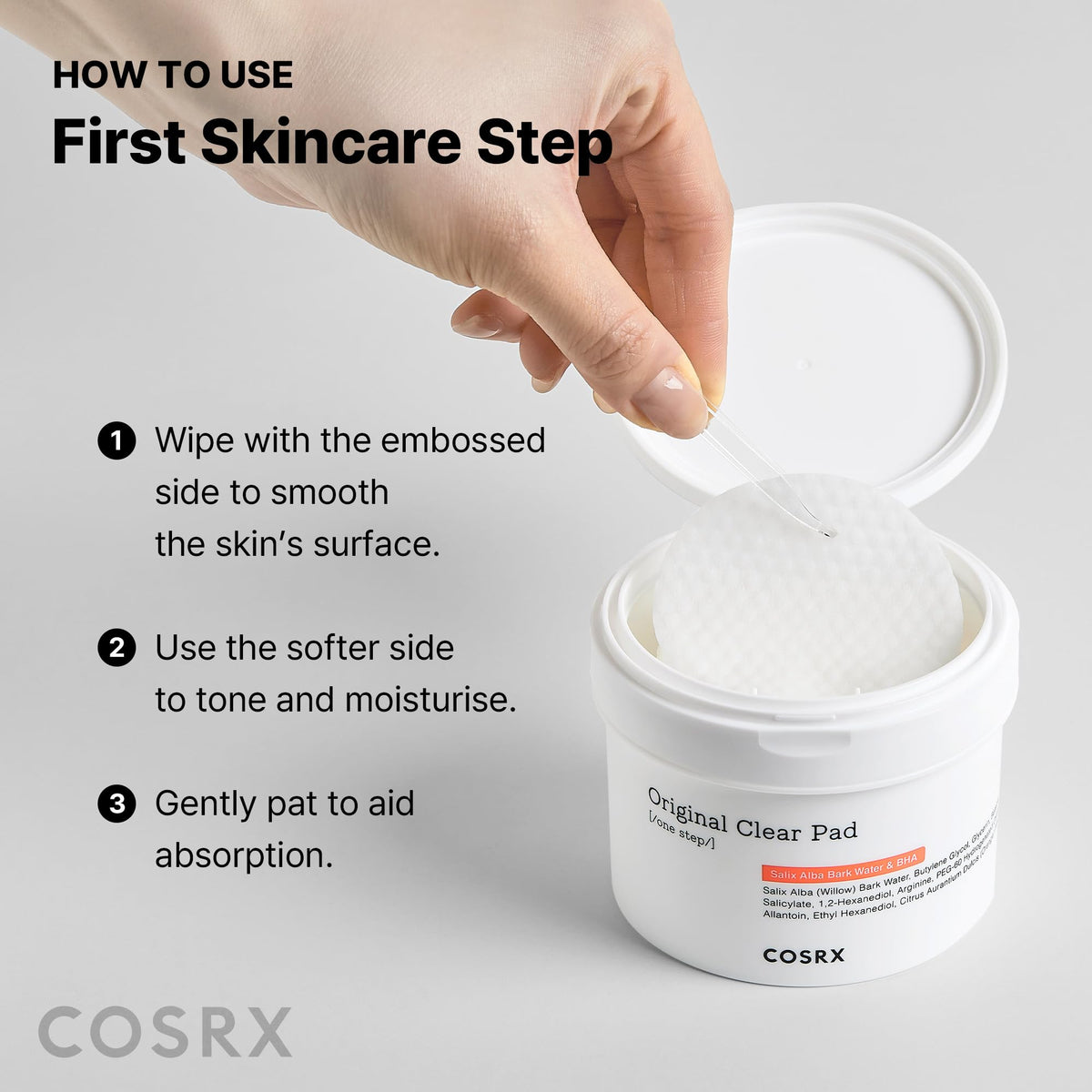Applying COSRX pad to nose area targeting blackheads and pore clarity