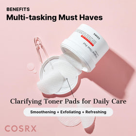Hand holding COSRX pad to show actual size and travel-friendly convenience