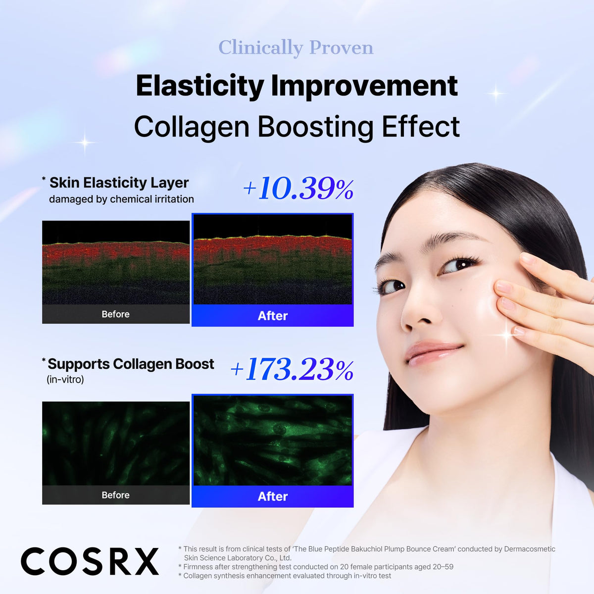 COSRX application on hand illustrating coverage and plumping hydration benefit