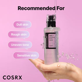 COSRX bottle styled on bathroom counter conveying everyday routine benefit