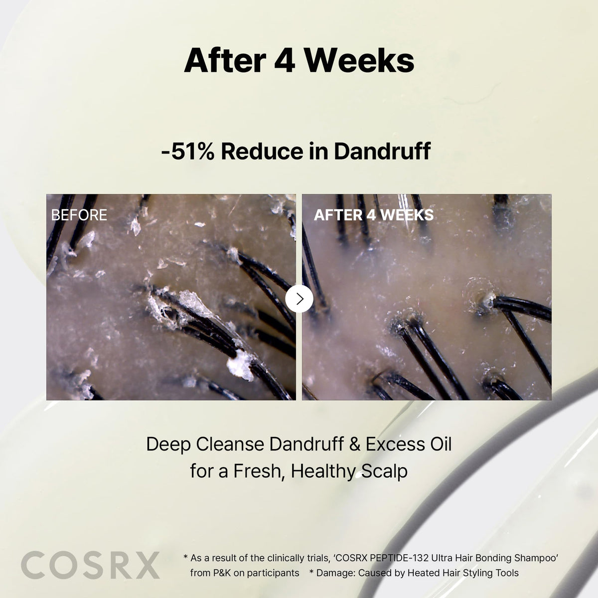 COSRX bottle displayed with PEPTIDE-132 treatment trio for complete bond repair