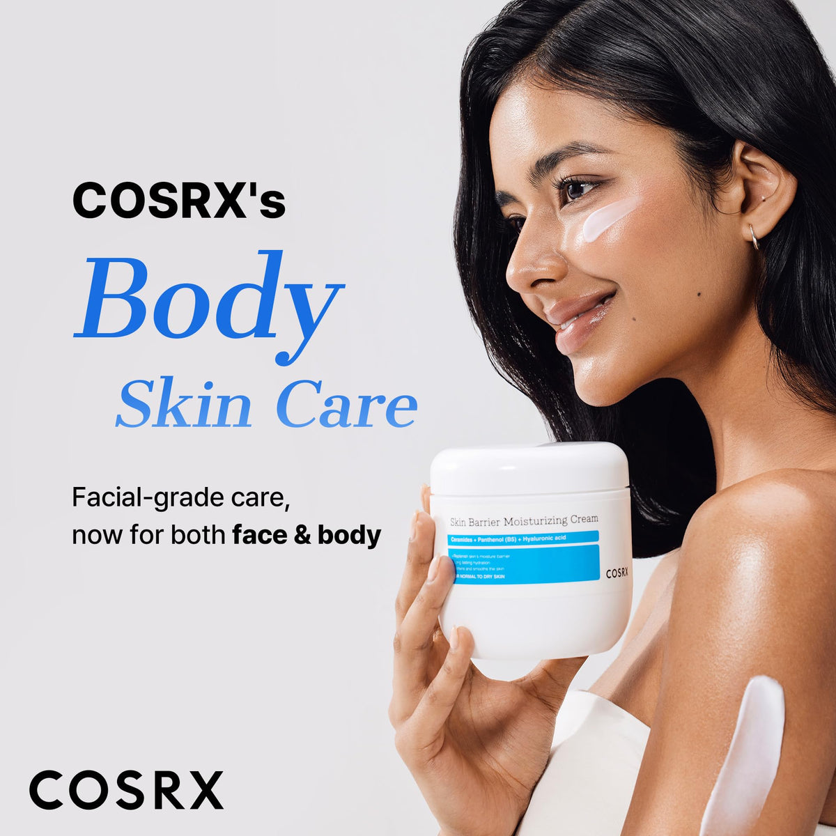 COSRX ingredients flatlay highlighting ceramides and hyaluronic acid benefits