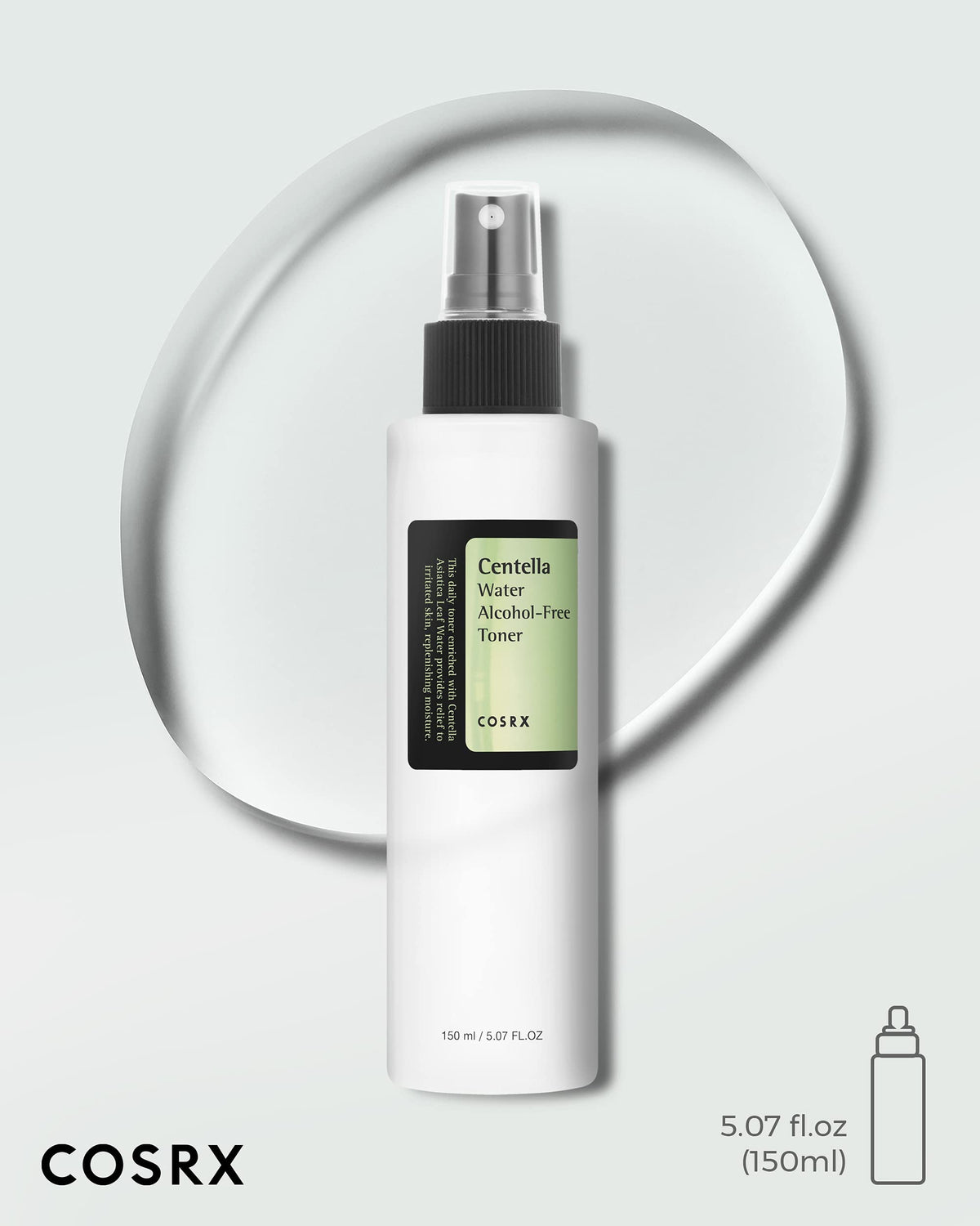 COSRX cap and nozzle detail showing reliable spray mechanism and controlled dispense benefit