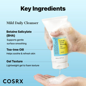 COSRX bottle held in hand indicating 5.07 fl oz scale and convenience