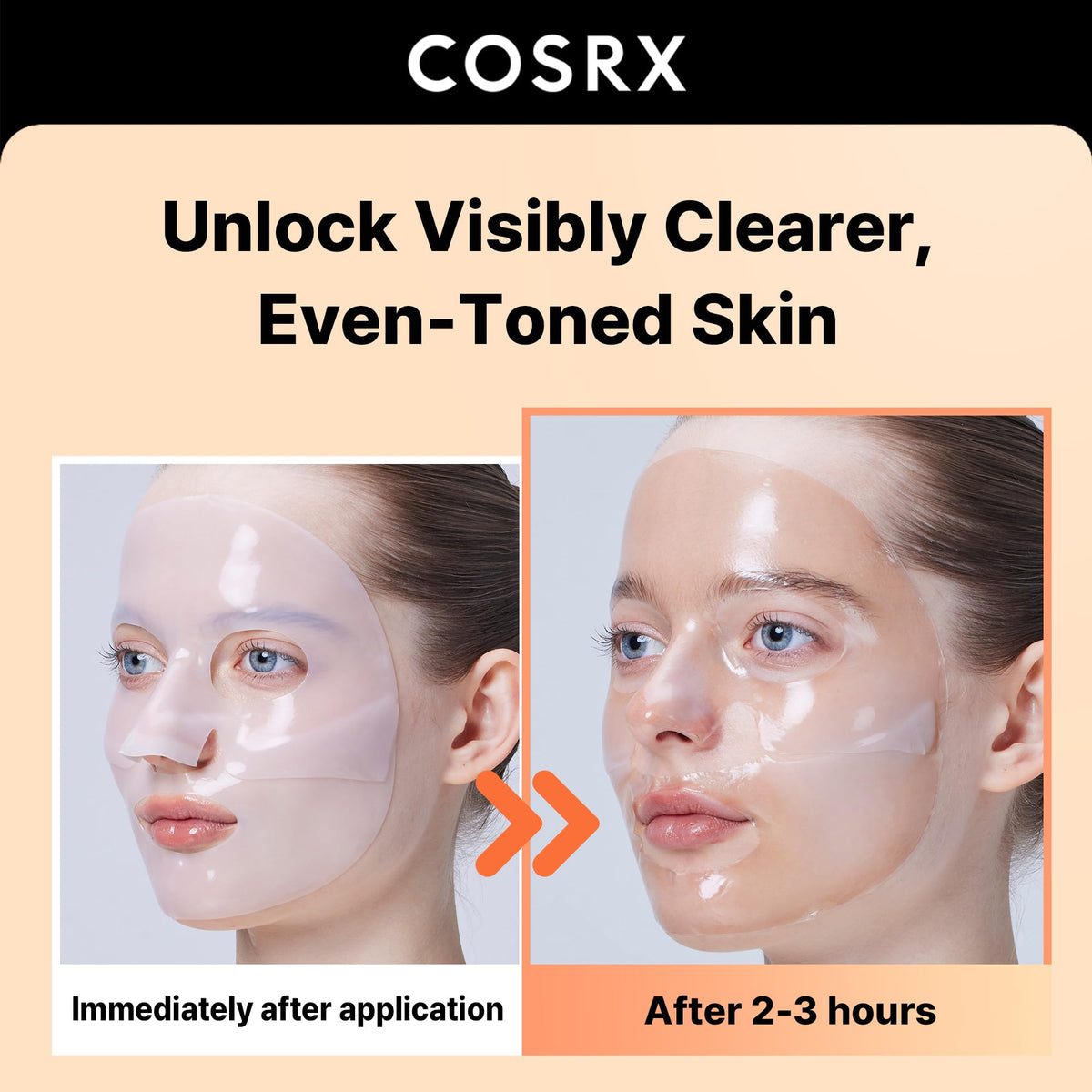 COSRX hydrogel close-up revealing clear sheet texture and skin-adhering properties for better absorption