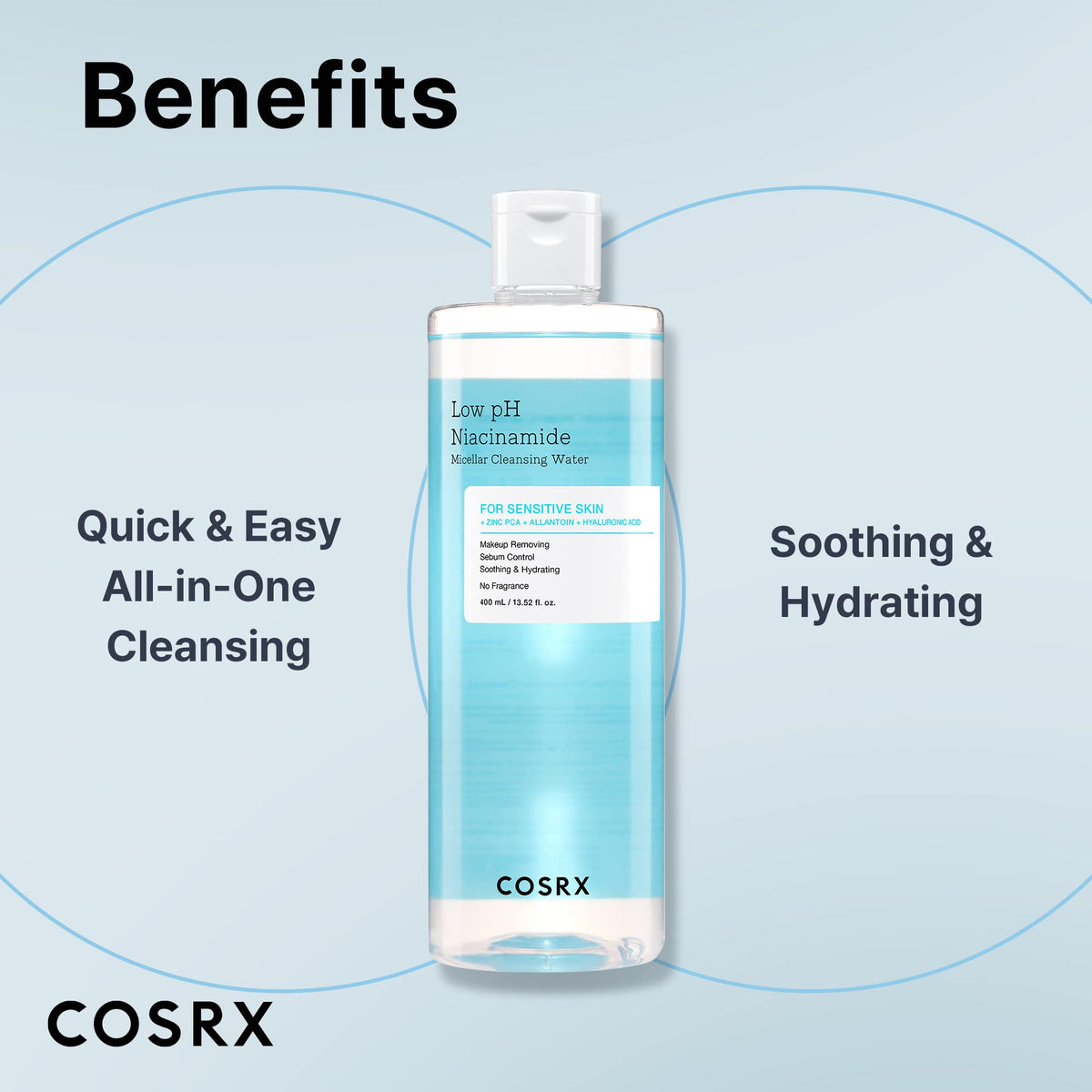 COSRX cleansing water on cotton pad removing makeup gently and effectively