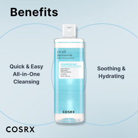 COSRX cleansing water on cotton pad removing makeup gently and effectively