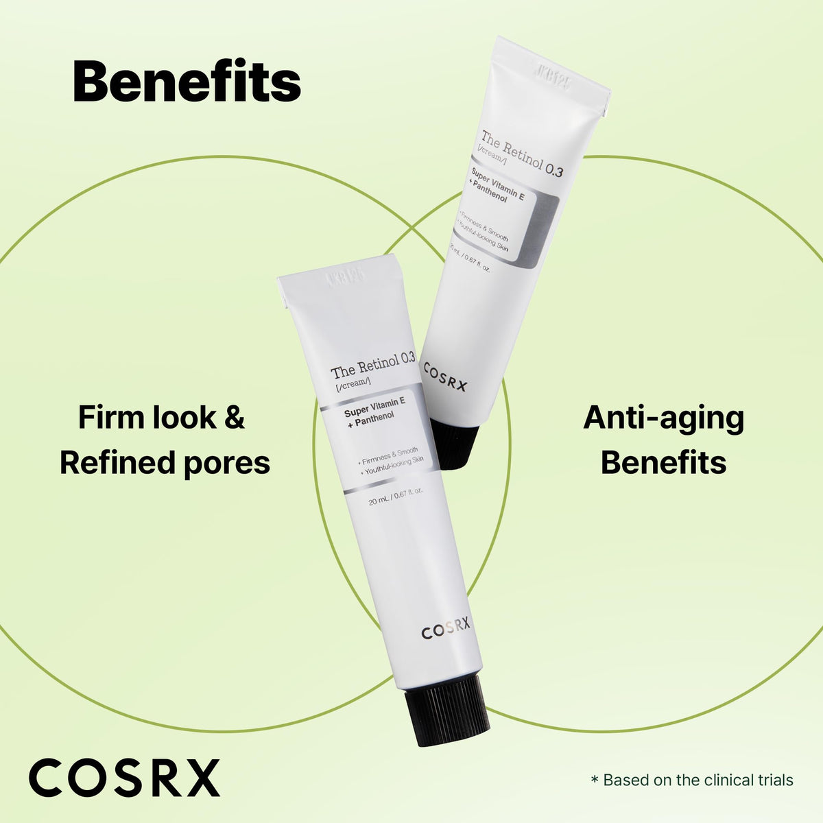 COSRX pea-sized cream on fingertip illustrating correct application amount