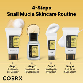 COSRX mucin essence droplet on fingertip showing fast absorption and hydration boost