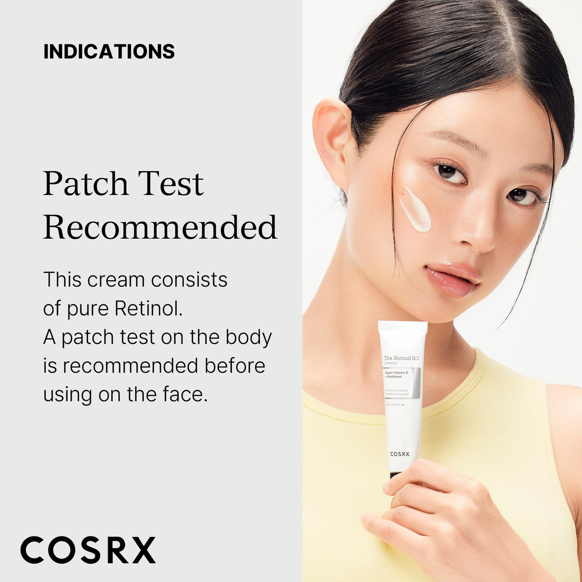 COSRX demonstration applying cream to eye area showing gentle use