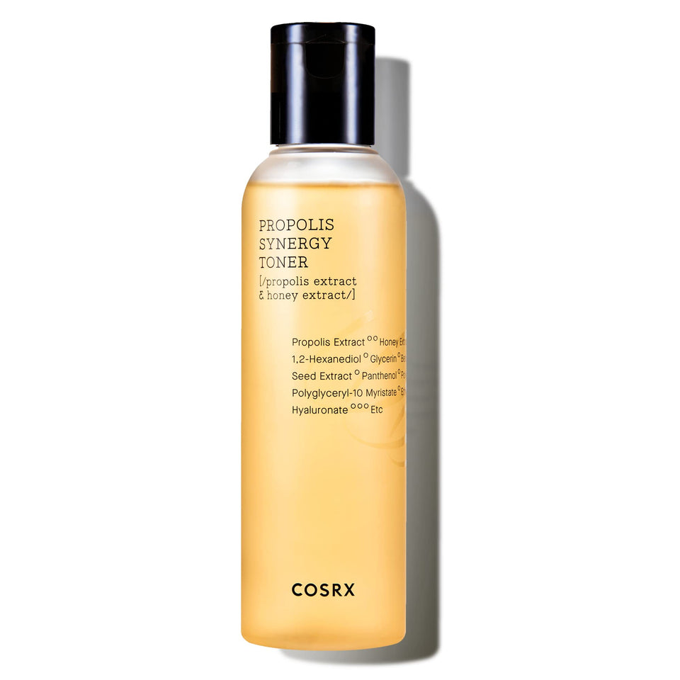 COSRX front packaging of Full Fit Propolis toner showing product benefit hydration
