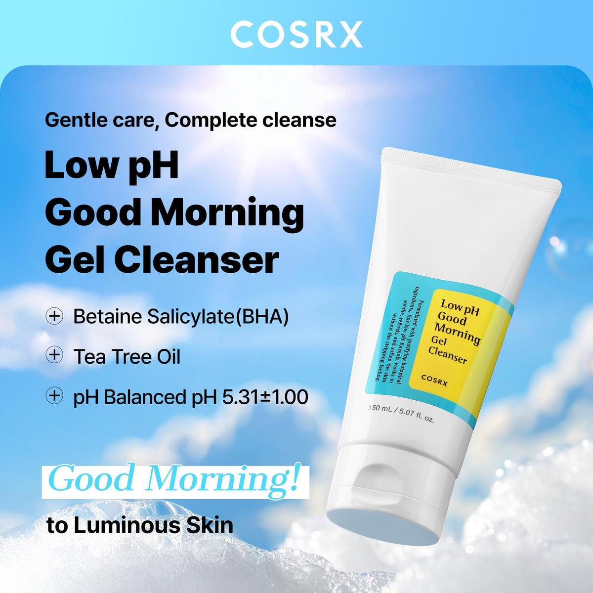 COSRX gel texture close-up highlighting smooth, non-stripping feel