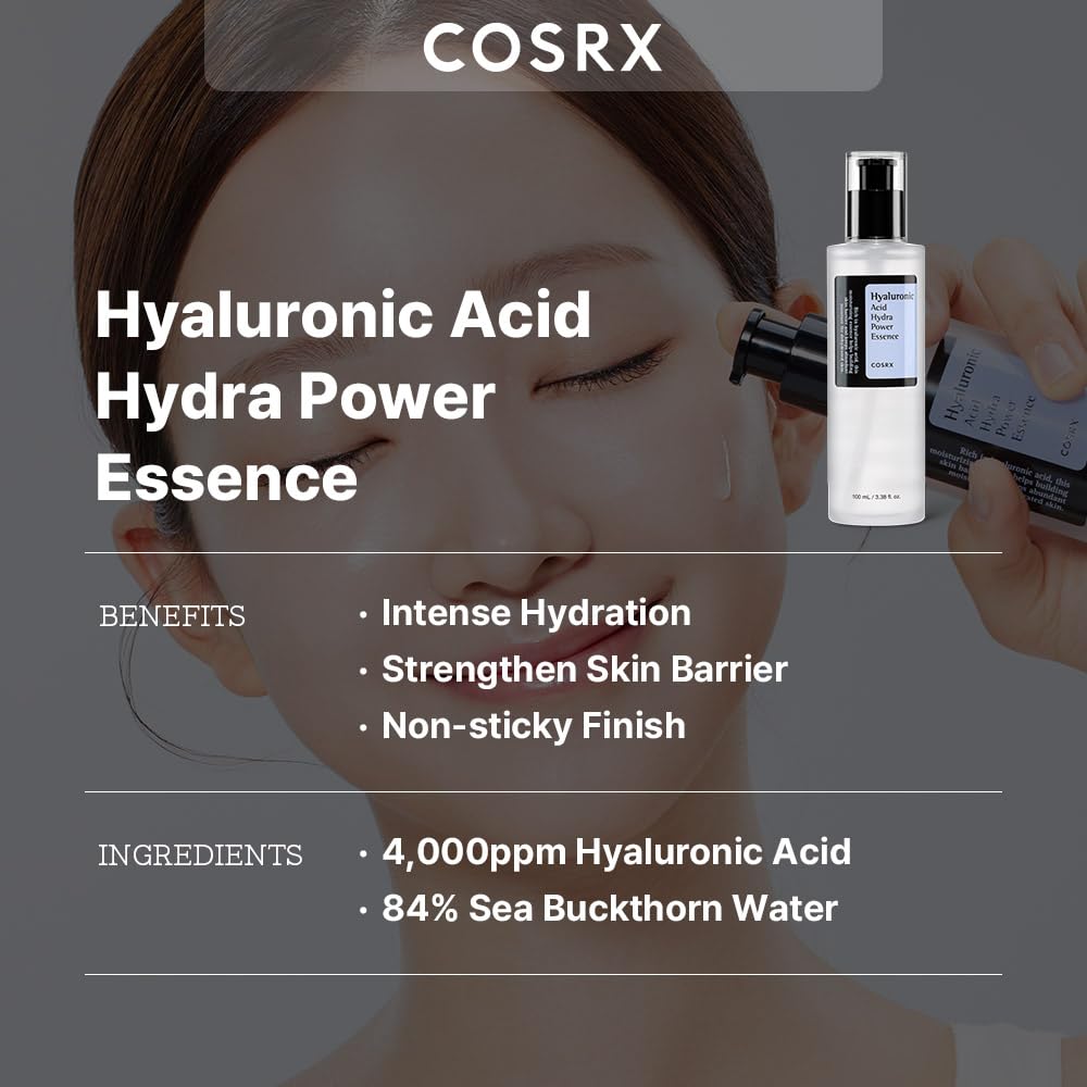 COSRX close-up of watery texture pouring, highlighting quick absorbency benefit
