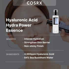 COSRX close-up of watery texture pouring, highlighting quick absorbency benefit