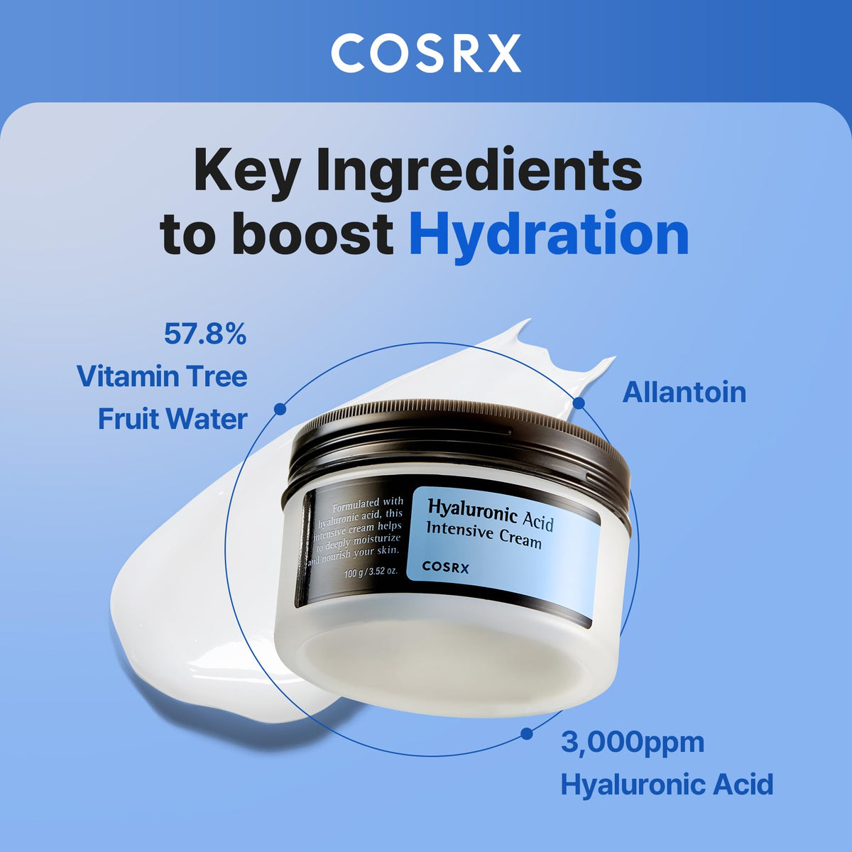 COSRX close-up of cream texture highlighting lightweight hydration