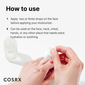 COSRX bottle beside ruler for size comparison, showing 40ml travel-friendly benefit
