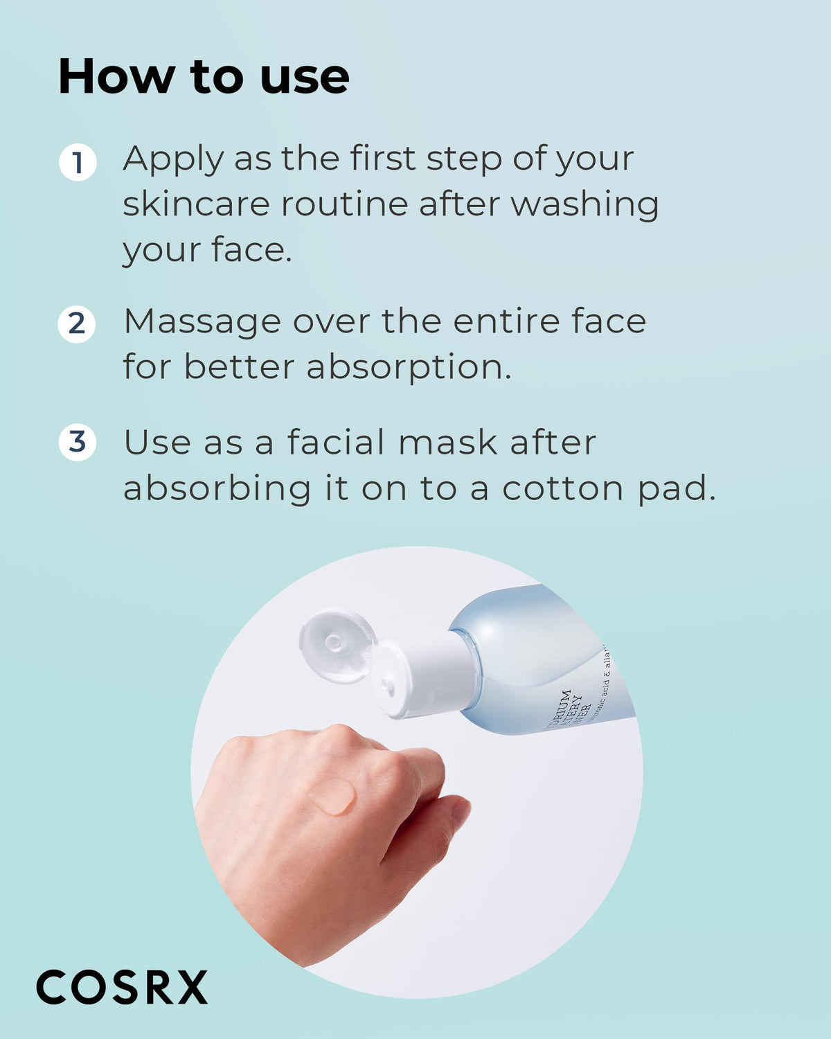 COSRX toner on bathroom counter lifestyle scene showing simple daily use benefit