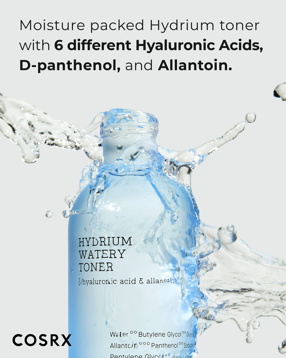 COSRX watery toner pouring texture demonstrating lightweight hydrating finish