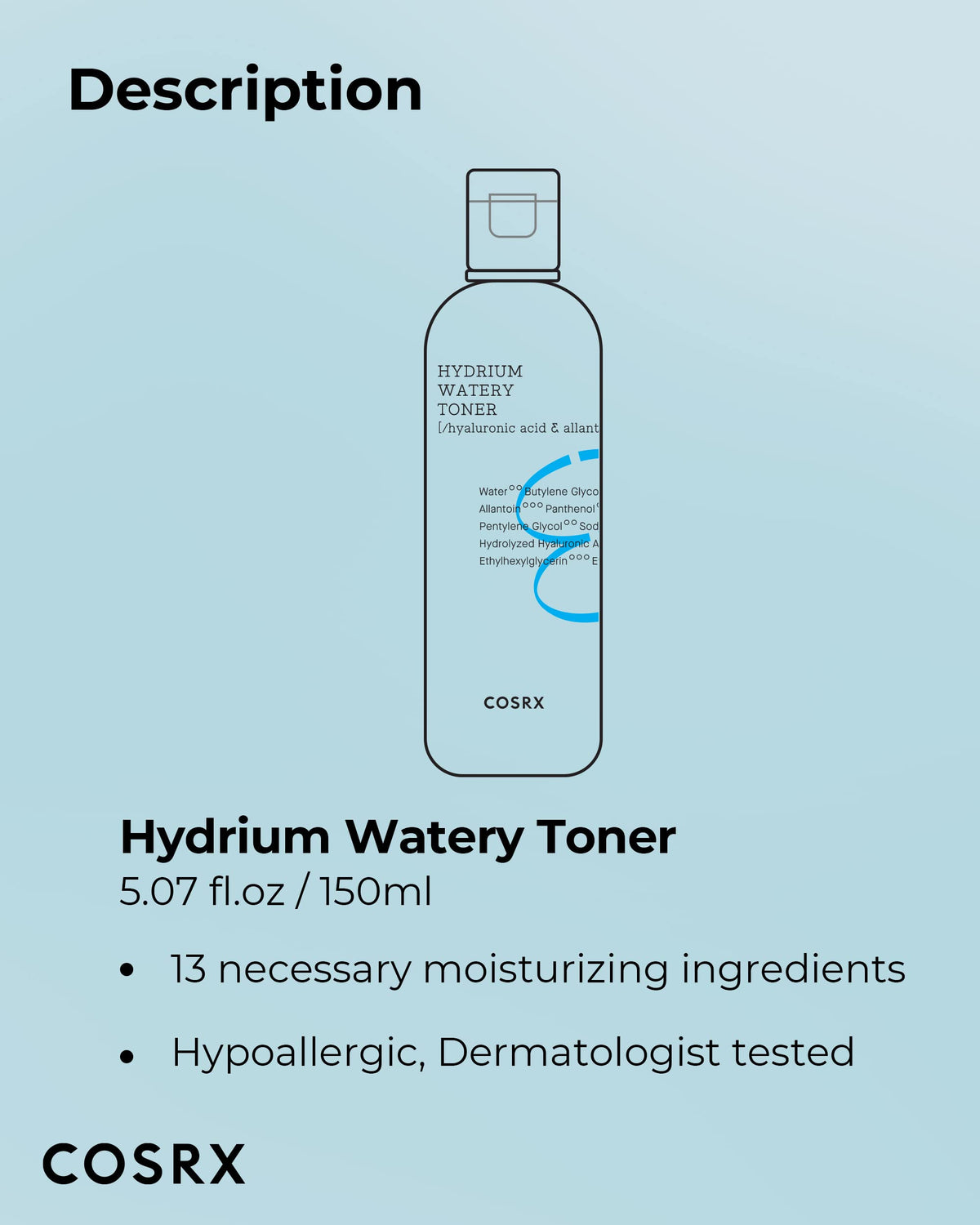 COSRX toner next to everyday item showing 280ml size and travel storage benefit