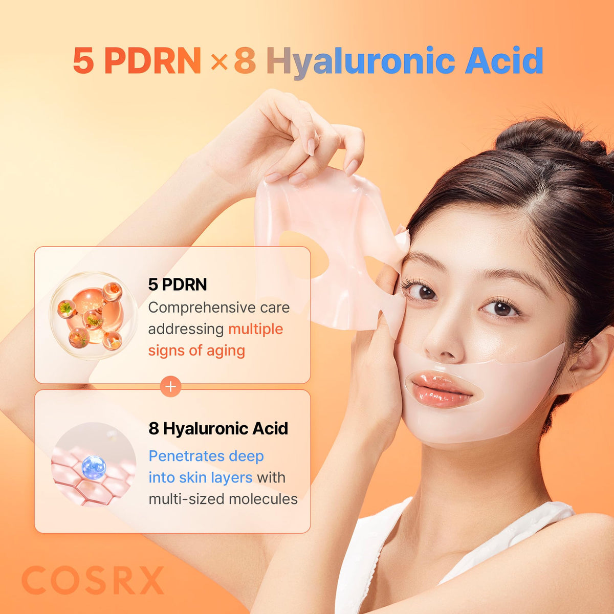 COSRX model applying hydrogel mask during night routine for intensive hydration