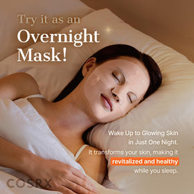 COSRX hydrogel mask held in hand to show compact 34g size and travel convenience