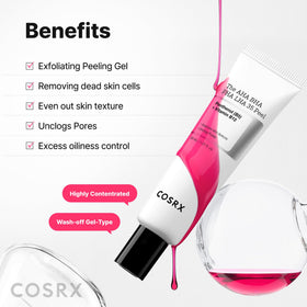 COSRX ingredient list detail showing multi-acid formula for effective exfoliation