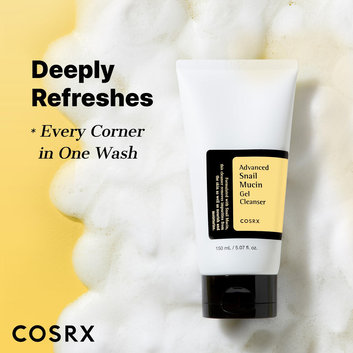 COSRX label detail with ingredients list conveying clean formulation benefits