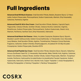 COSRX ingredient label close-up highlighting snail secretion filtrate concentration