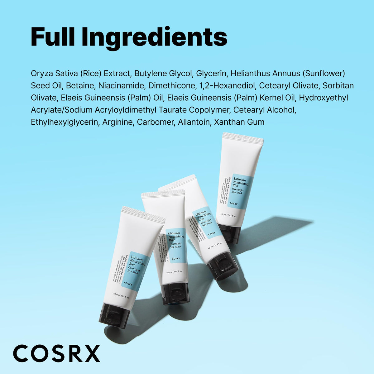 COSRX label and ingredients list highlighting clean, gentle formula