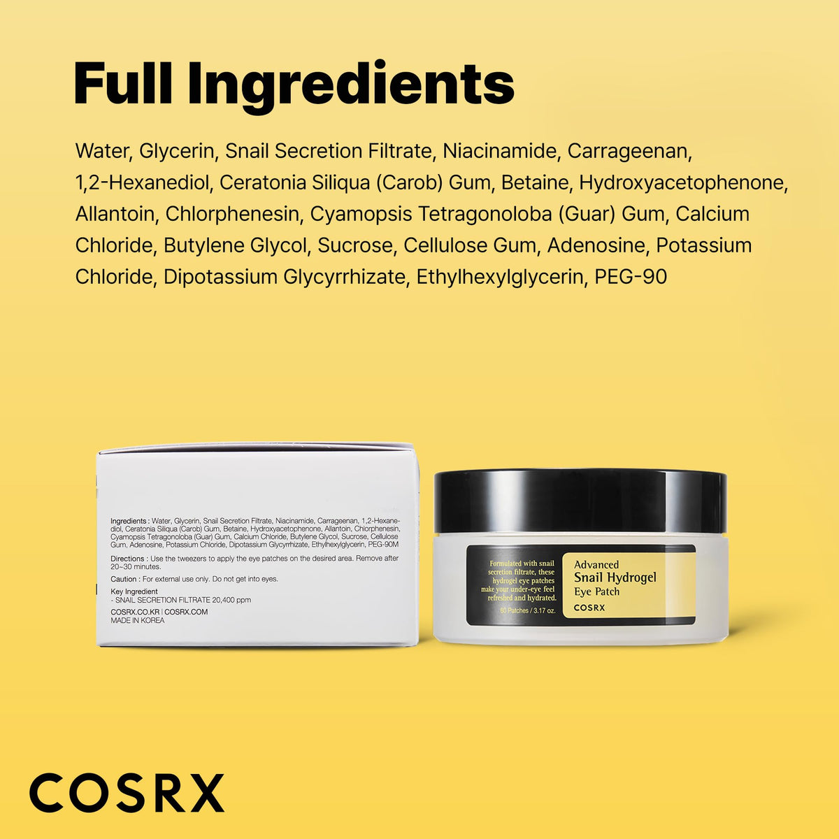COSRX product label showing key ingredients and clear ingredient list
