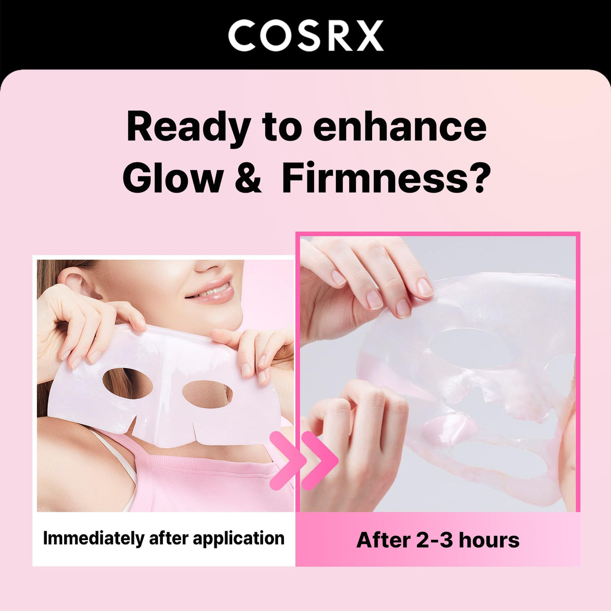 COSRX hydrogel mask close-up revealing gel texture and thin, adhering sheet for hydration
