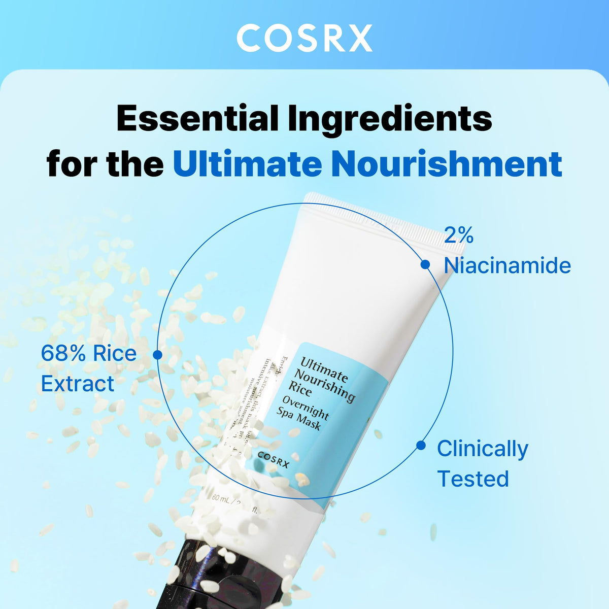 COSRX texture close-up of creamy rice mask highlighting hydration