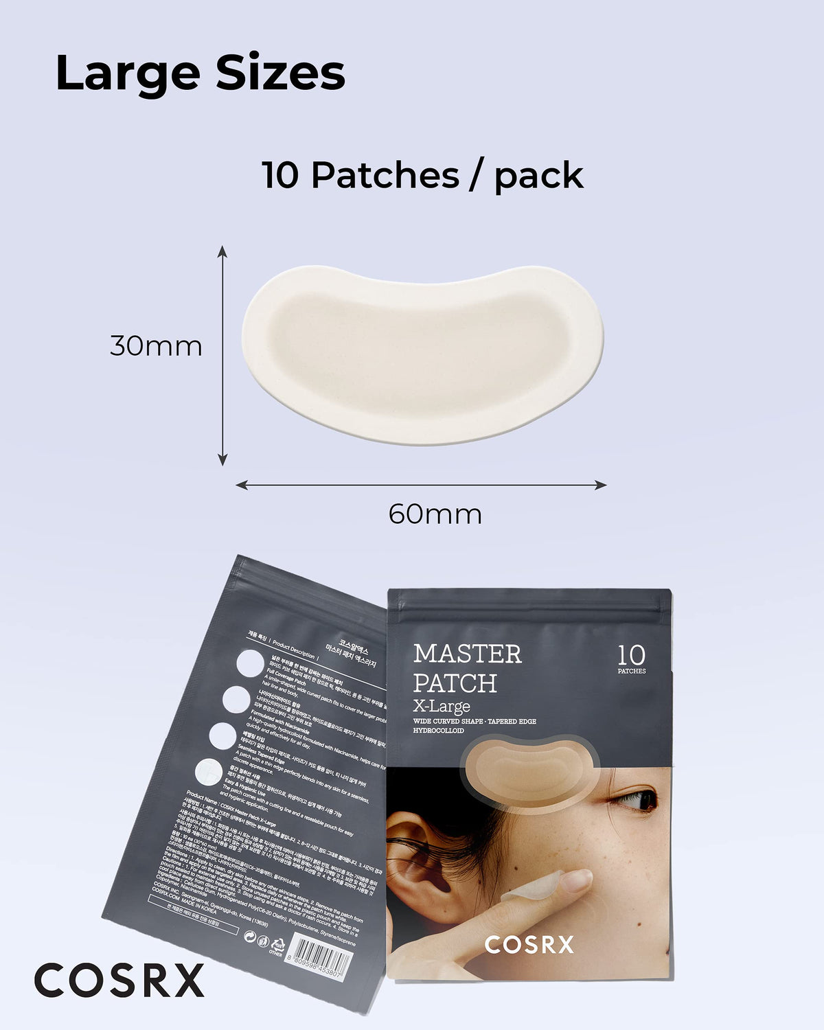 COSRX patch applied on jawline demonstrating secure fit and low-profile look