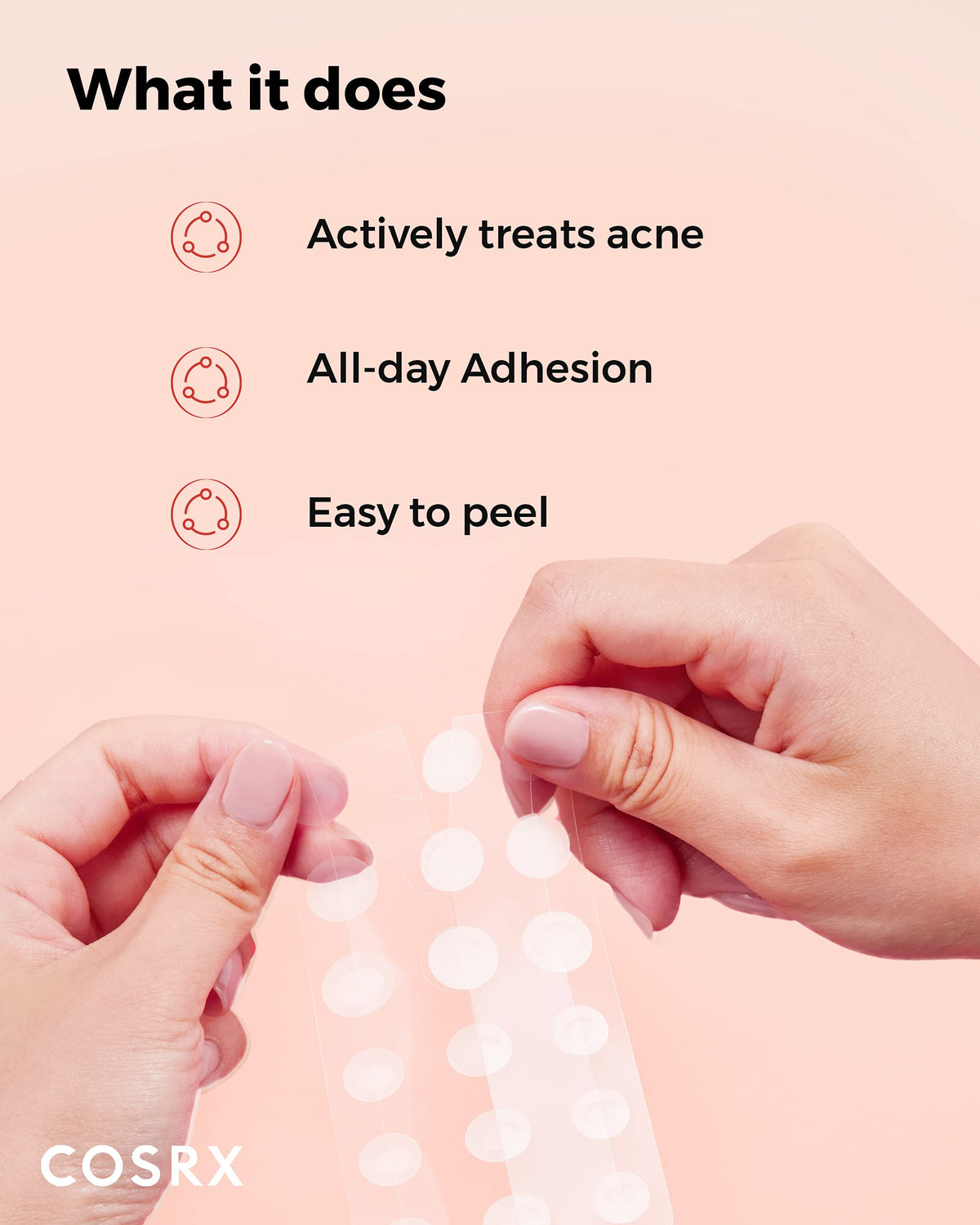COSRX patch on fingertip showing scale and coverage for medium blemishes