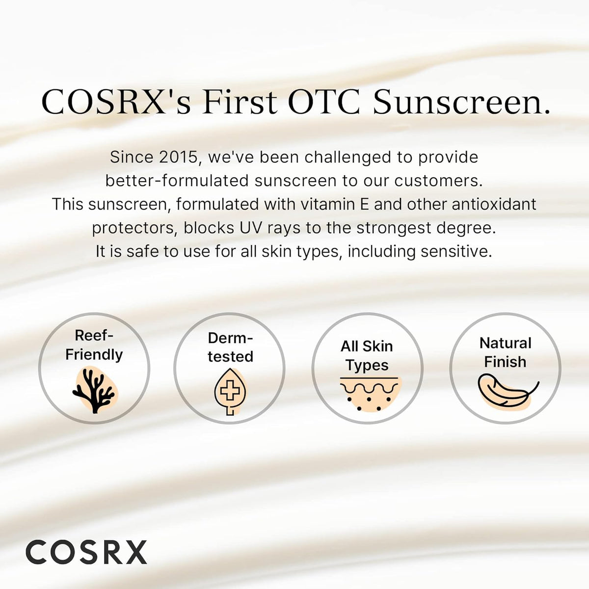 COSRX no white cast demonstration showing natural finish on skin