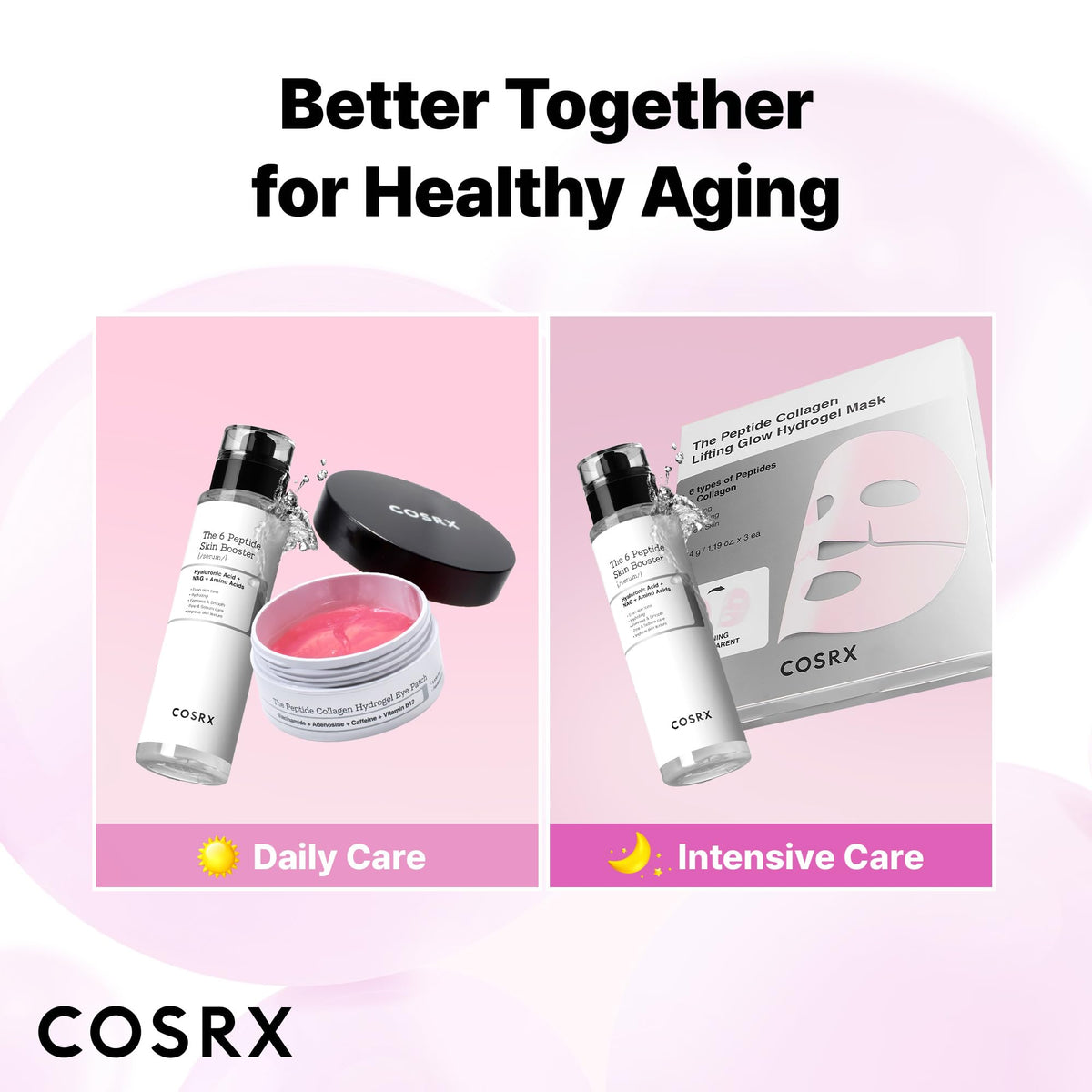 Bedroom scene with COSRX mask for overnight use showing deep-moisture boost while sleeping
