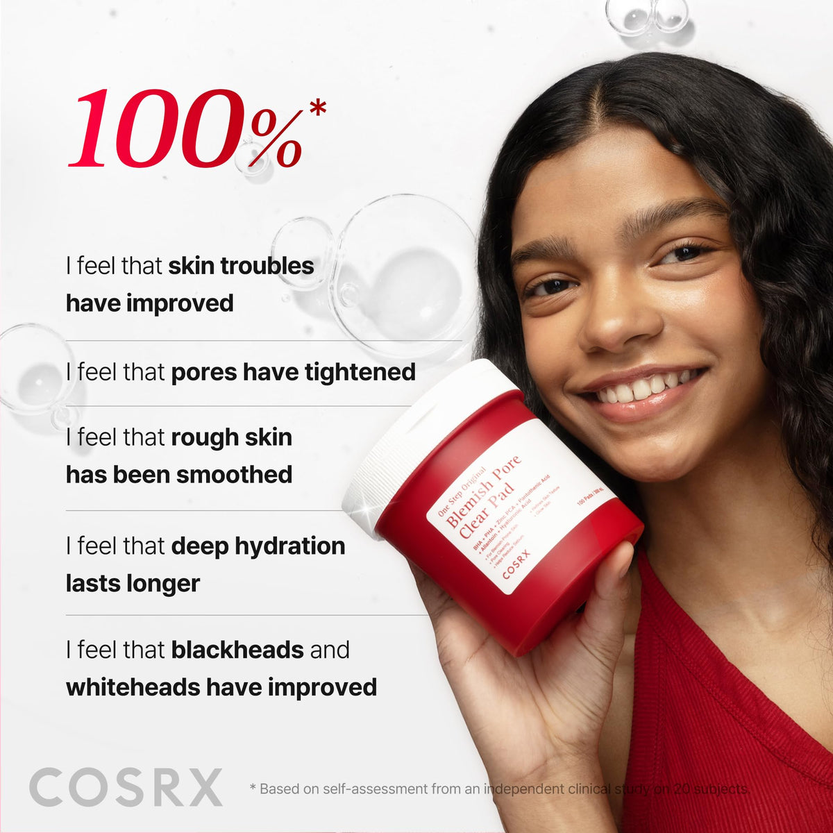 COSRX pad gently wiping face demonstrating refined pores and hydration
