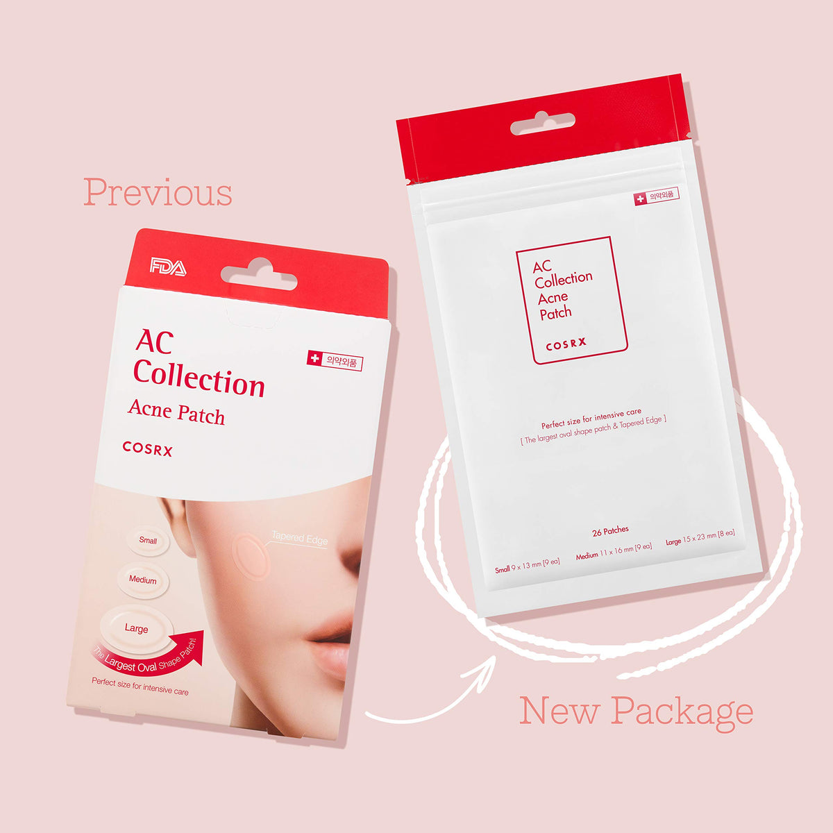 COSRX three patch sizes displayed to show fit options for different blemishes