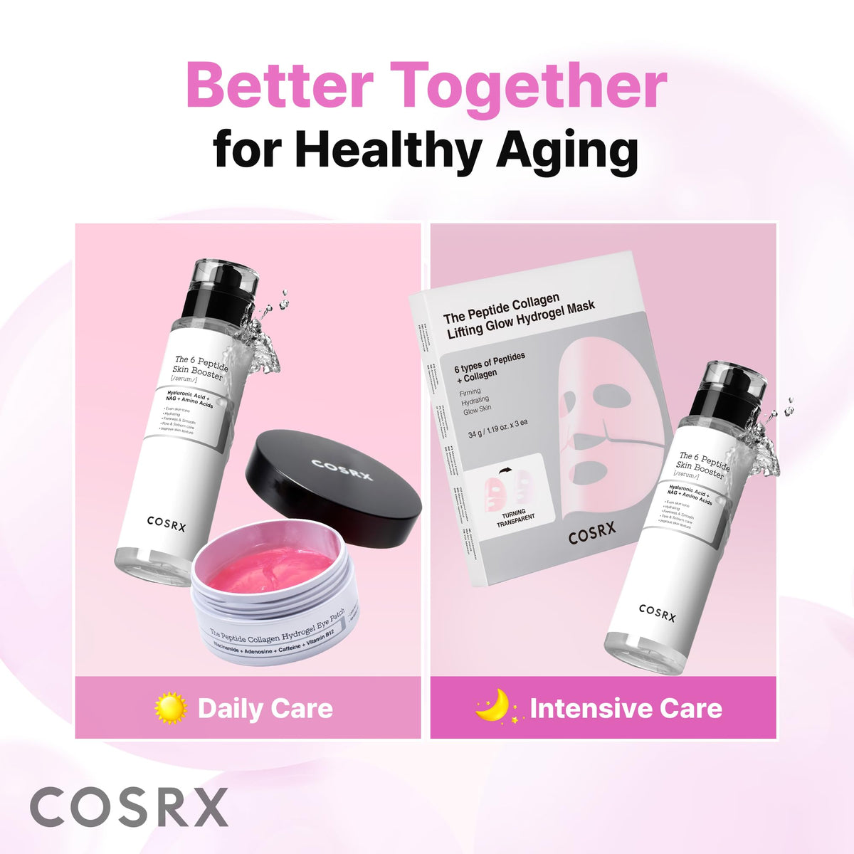 COSRX hands applying patch step-by-step to illustrate easy, mess-free use
