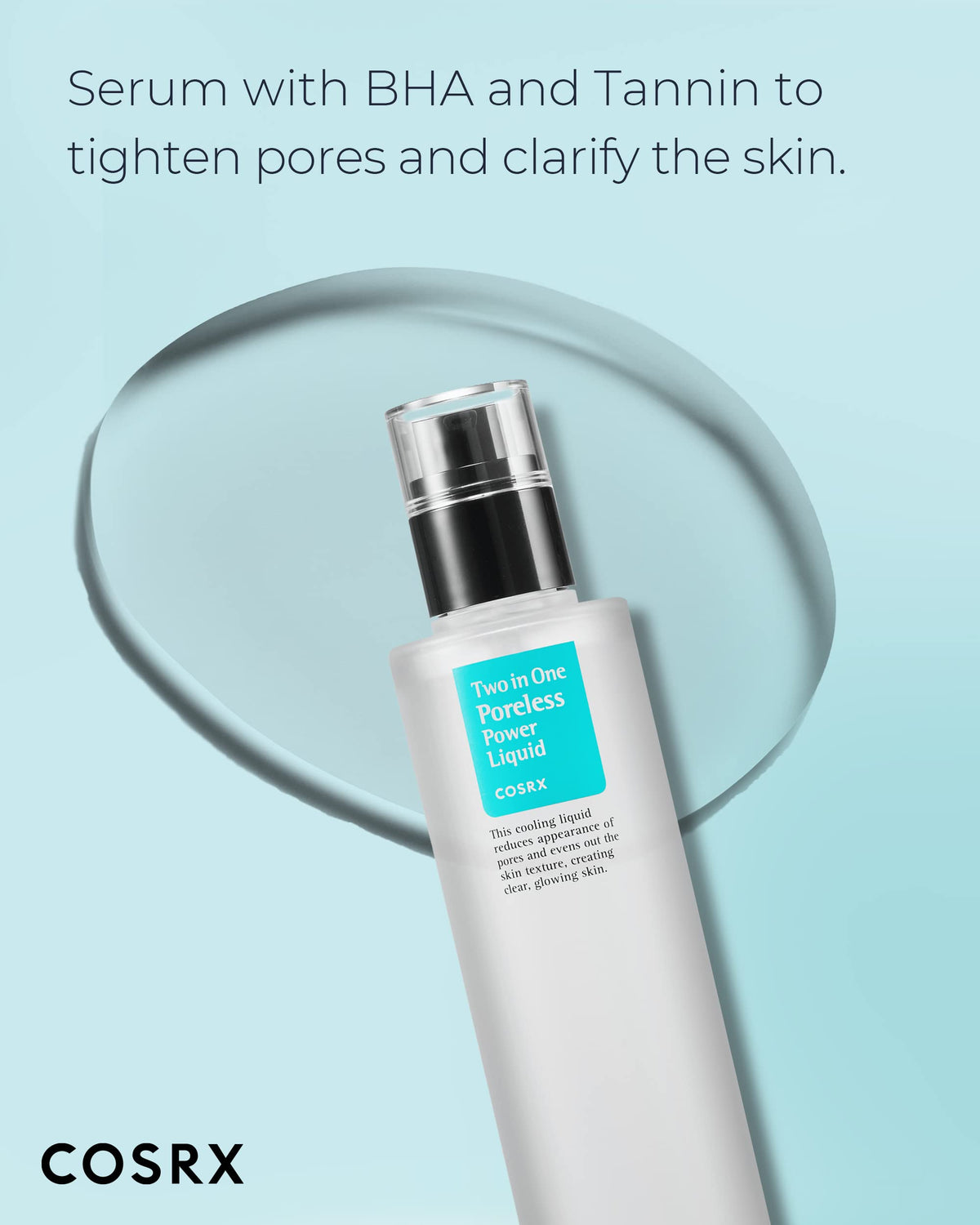 COSRX close-up of liquid texture highlighting lightweight absorption benefit