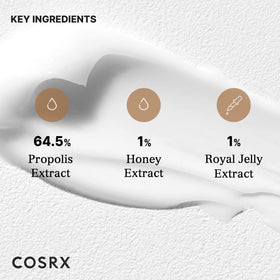 COSRX label and ingredients panel highlighting propolis concentration benefit