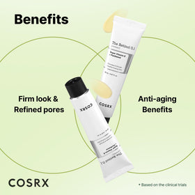 COSRX demonstrating small fingertip application to eye and neck for precision