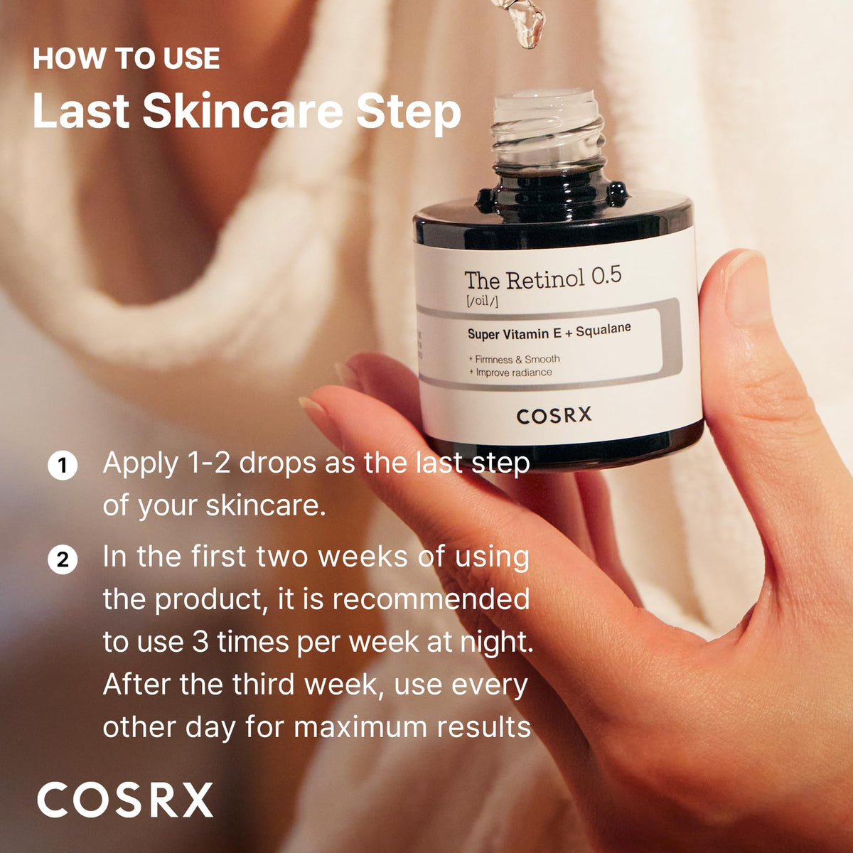 COSRX oil in a nighttime routine scene supporting overnight renewal
