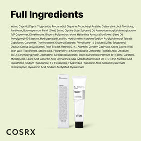COSRX tube and box flatlay presenting retail packaging and key claims